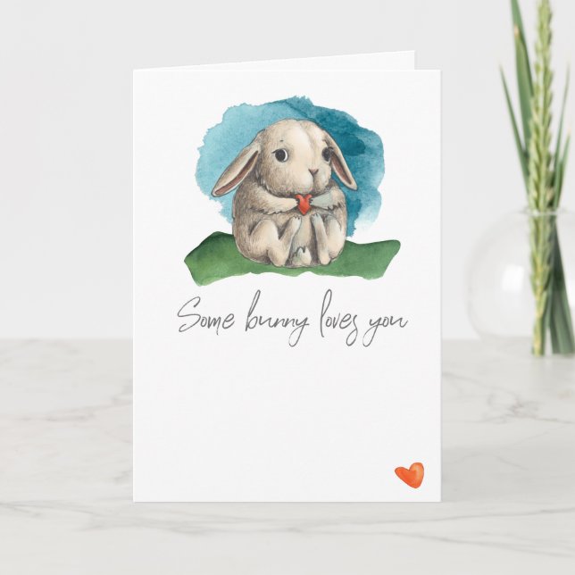 Carte Un lapin mignon t'aime mignon lapin valentine (Devant)