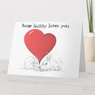 Carte Un lapin t'aime Big Red Heart card