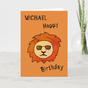 Carte Un lion cool avec un nom de lunettes de soleil
