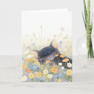 Carte Un lit floral de chaton