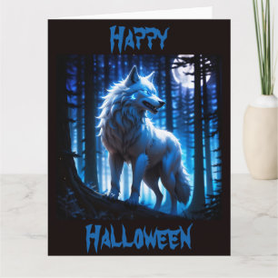 Carte Un loup blanc mystérieux dans une forêt sinistre