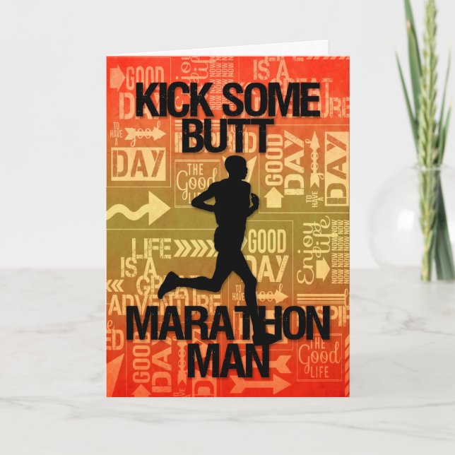Carte Un Marathon De Bonne Chance Un Homme Tire Un Bout (Devant)