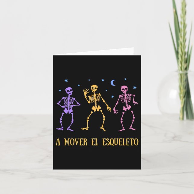Carte Un Mover El Esqueleto Drôle Halloween espagnol (Devant)