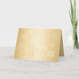 Carte Un Noël d'Or Élégant laisse tomber les flocons de 