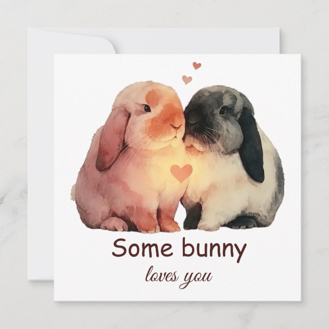Carte Un petit lapin t'aime Couple Amour (Devant)