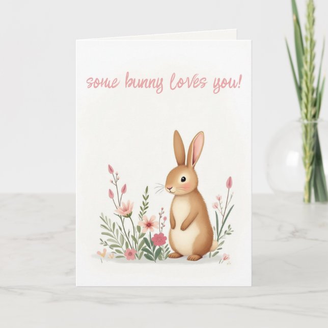 Carte Un petit lapin t'aime Joyeuses Pâques Photo (Devant)