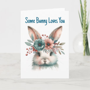 Carte Un petit lapin vous aime Message de Pâques