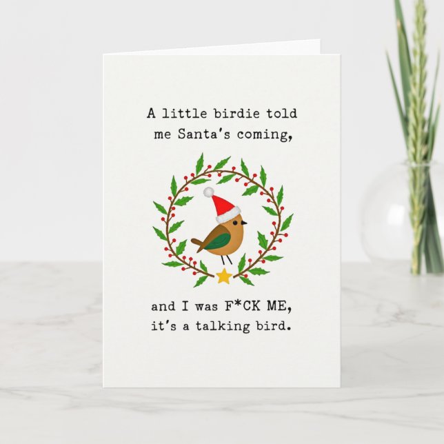 Carte Un petit oiseau m'a dit que c'était Santa (Devant)
