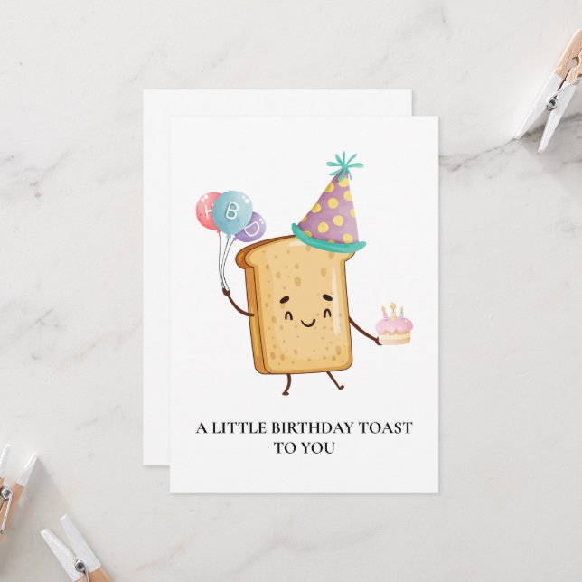 Carte Un Petit Toast D'anniversaire Pour Vous  (Devant/Arrière en situation)