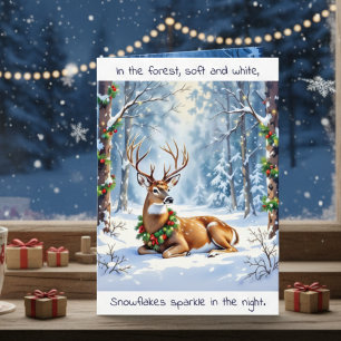 Carte Un poème de Noël festif sur un doux cerf des bois