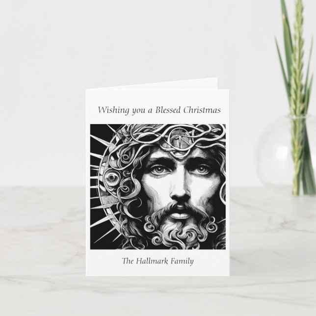 Carte Un portrait de Jésus de Noël en grâce gravée (Devant)