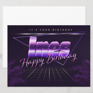 Carte Un prénom lila retro Map Anniversaire