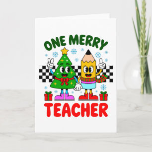 Carte Un professeur joyeux Noël arbre crayon Xmas Vibes