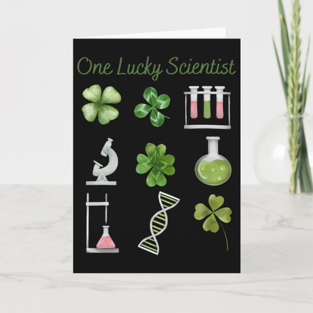 Carte Un scientifique chanceux Saint-Patrick shamrock St (Devant)