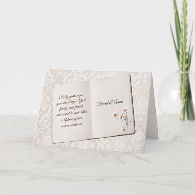 Carte Un Scrapbook Sur Damask Pour Le 60E Anniversaire (Devant)