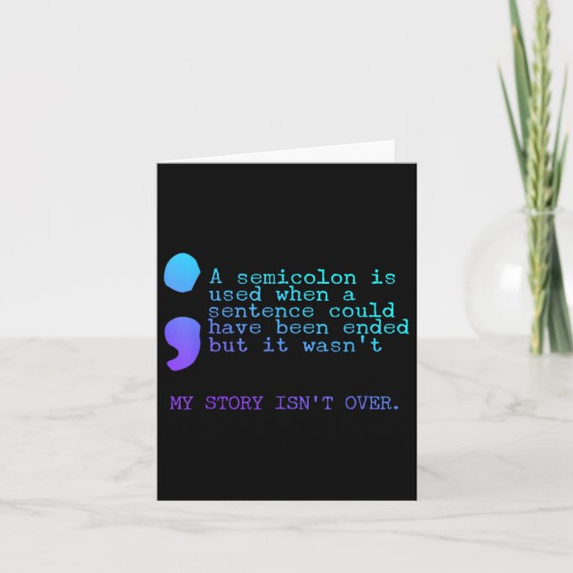 Carte Un Semicolon Mon Histoire Sur La Prévention Du Sui (Devant)