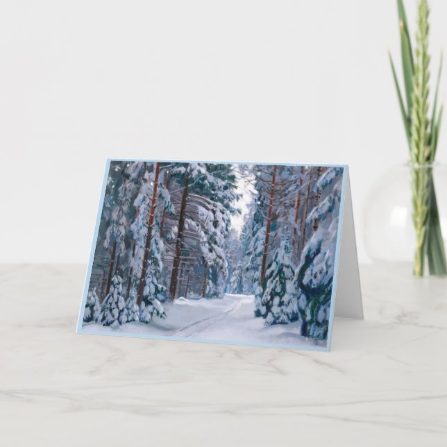 Carte Un sentier neigeux dans la forêt, hiver (Devant)