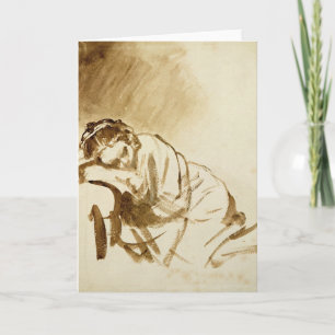 Carte Un sommeil c.1654 de jeune femme