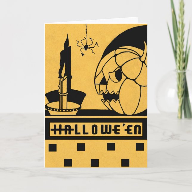 CARTE "UN SPECTACLE DE NUIT ÉFFRAYANT" HALLOWEEN VINTAGE (Devant)