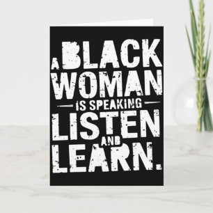 Carte Un t-shirt Une Femme Noire Parle Écoutez Et Appren