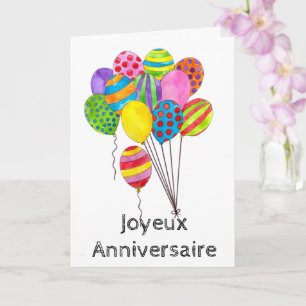 Carte Un tas de ballons d'anniversaire français