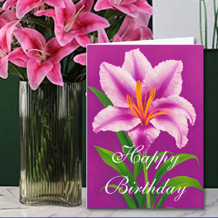 Carte Un Tigre Rose Coloré Printemps Lily Anniversaire