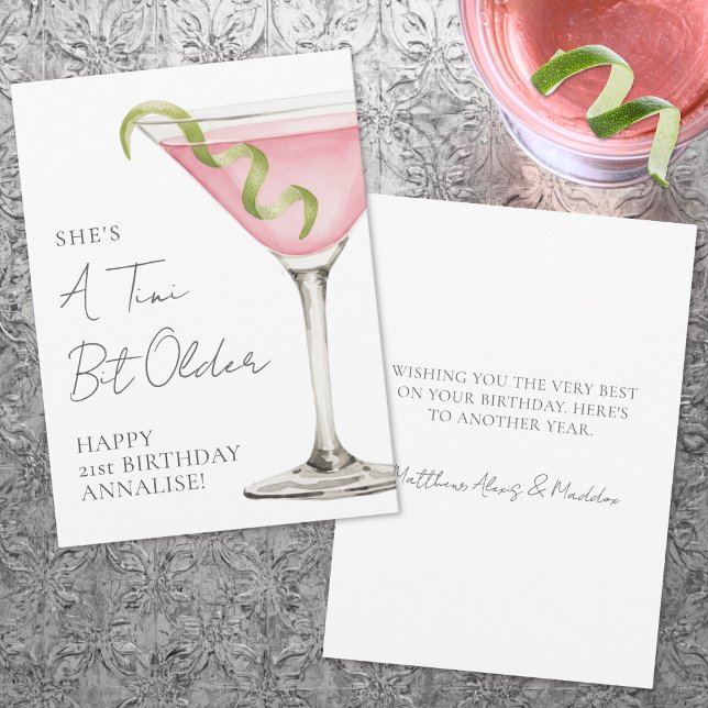 Carte Un tout petit peu plus âgé Martini Joyeux Annivers (Tini Bit Older Martini Happy Birthday Card)