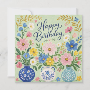 Carte Un Trio de Fleurs d'Anniversaire