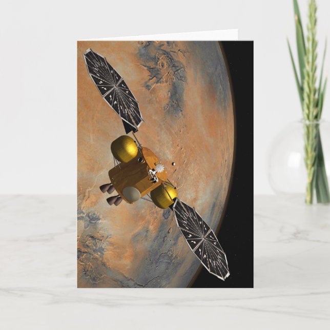 Carte Un vaisseau Spacecraft Orbitant Mars. (Devant)