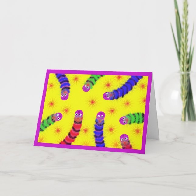 Carte Un Ver Fuzzy Chaud Et Doux Encouragement (Devant)