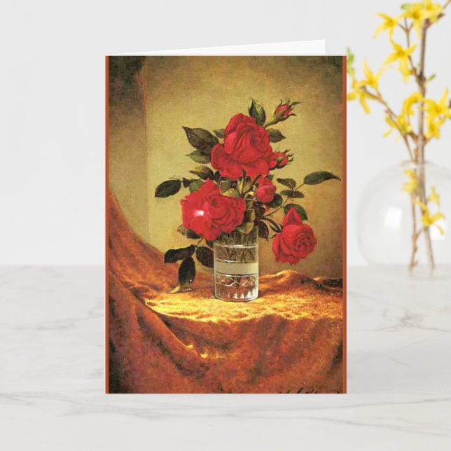 Carte Un verre de roses, beaux-arts, (Fleur jaune)