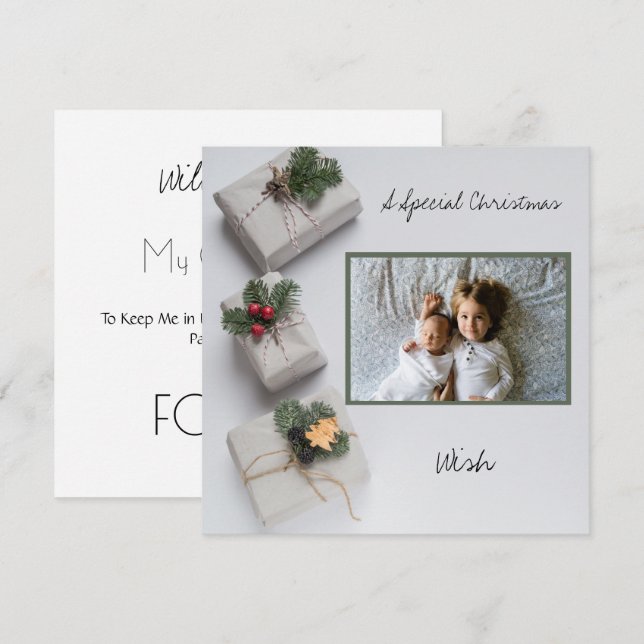 Carte Un vœu de Noël Proposition de parrainage Photo de  (Devant / Derrière)