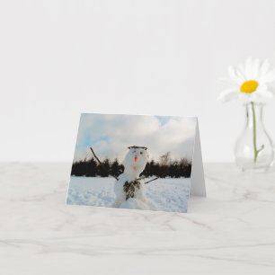Carte Un vrai bonhomme de neige et une photo de paysage