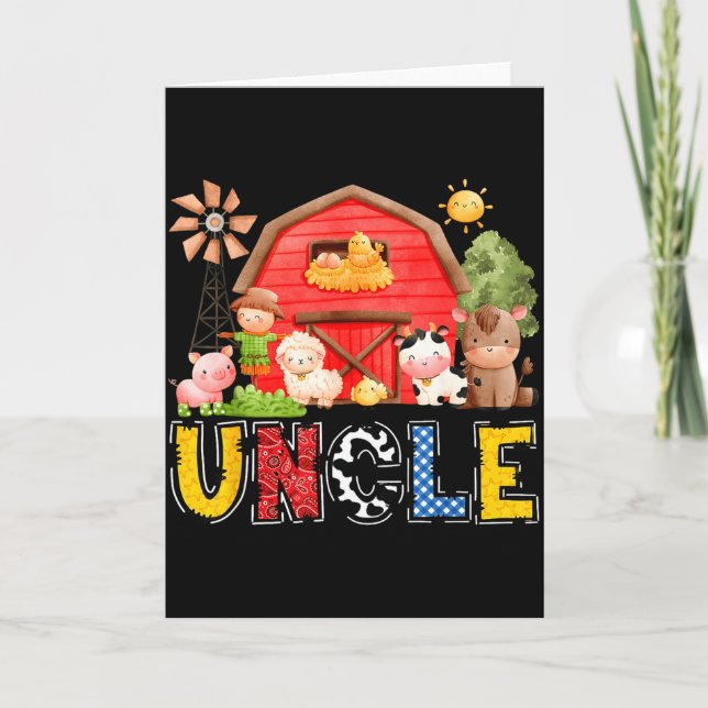 Carte Uncle Red Farm Cow Birthday Boy Matching Family Pa (Devant)