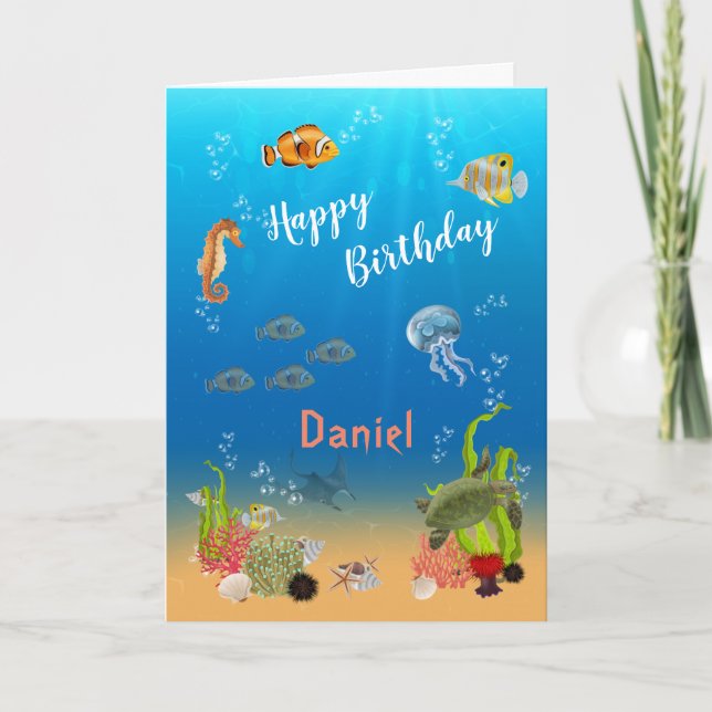 Carte Under the Sea Adventure Boy Joyeux anniversaire (Devant)