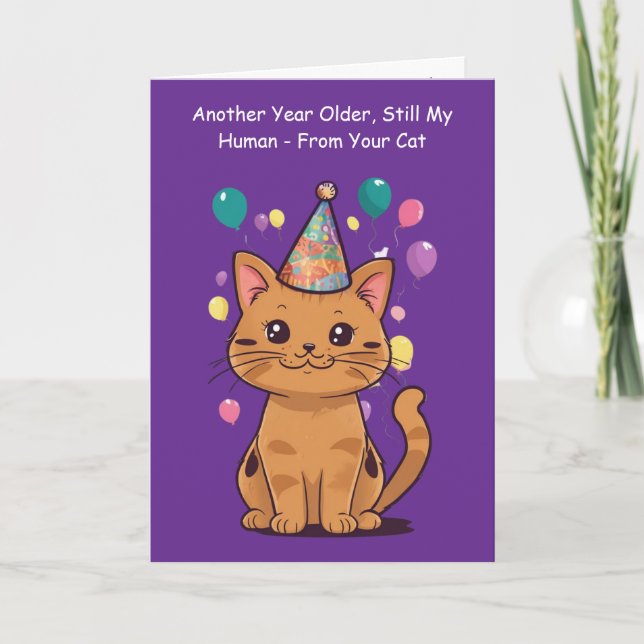 Carte Une année de plus, toujours mon humain de chat (Devant)