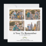 Carte Une année pour se souvenir Minimale 4 photos Noël<br><div class="desc">Ajoutez vos photos de famille préférées à cette carte de Noël de 4 photos. Le texte amusant dit : Une année pour se souvenir... tant de convivialité. Le design minimaliste offre un arrière - plan blanc simple agrémenté d'un petit graphique de verdure d'hiver verte et dorée. Photographie © Storytree Studios,...</div>