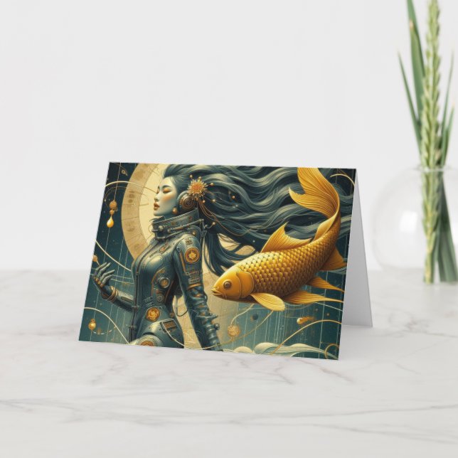 Carte Une astronaute et un poisson Retro Toute l'occasio (Devant)