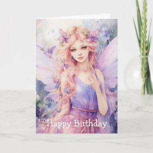 Carte Une Belle Fée de Printemps Anniversaire