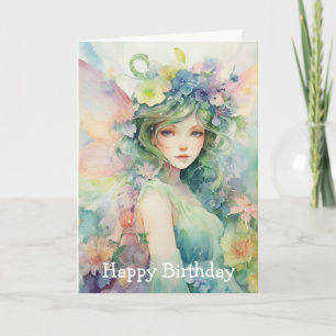 Carte Une Belle Fée de Printemps Anniversaire
