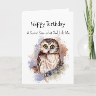Carte Une Chouette blanche scie Personnalité Anniversair