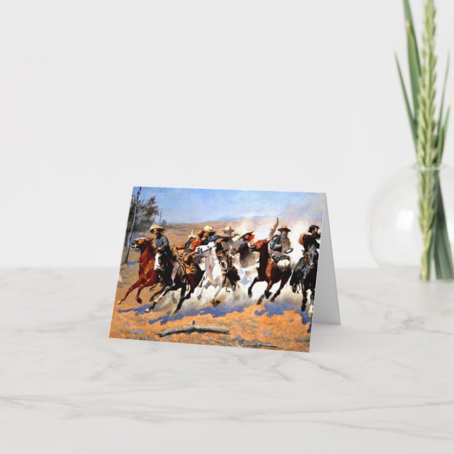 Carte Une course pour le bois, peinture de Remington, (Devant)