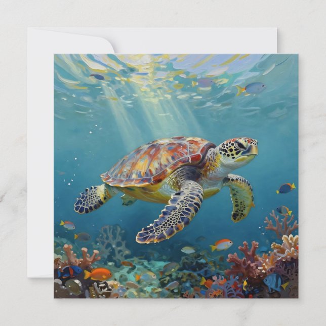Carte Une couverture sur le thème de la tortue marine (Devant)