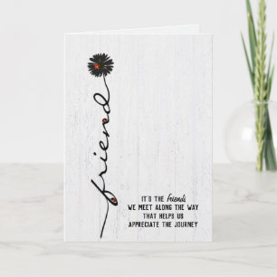 Carte une dame d'amitié bugs sur la marguerite noire