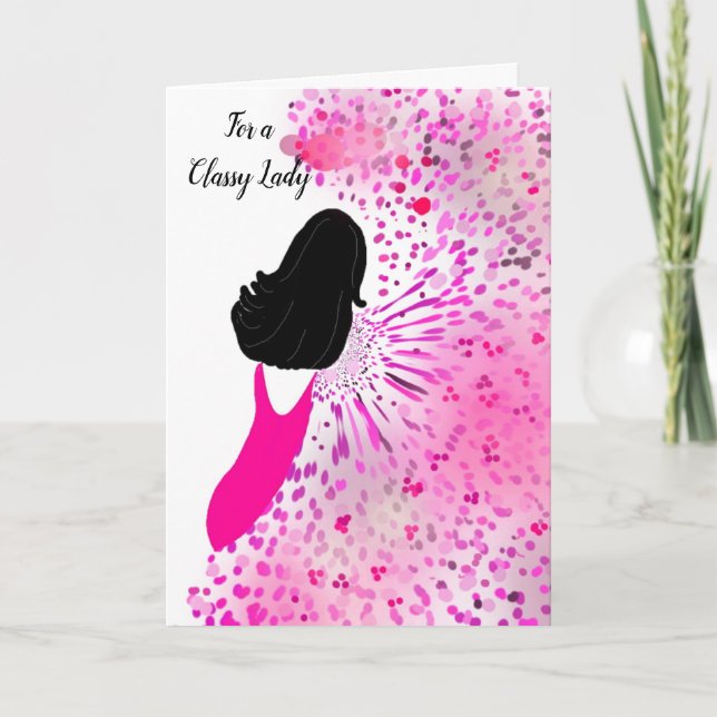 Carte Une dame en robe rose (Devant)