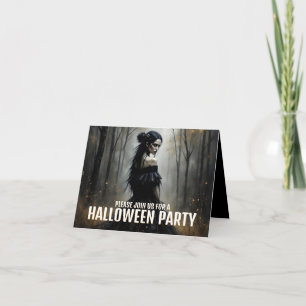 Carte Une dame mystique dans la forêt d'Halloween foncée