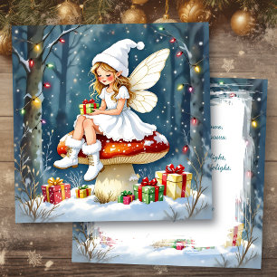 Carte Une fée de Noël sur un cottage core de maison cham