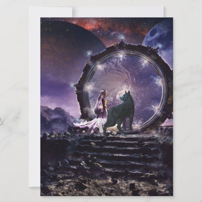 Carte Une fée et un loup sombre (Devant)