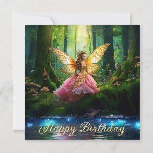 Carte Une féerie magique forêt boisée Joyeux anniversair