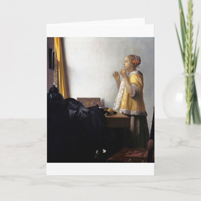 Carte Une femme avec un collier de perles, Johannes Verm (Devant)